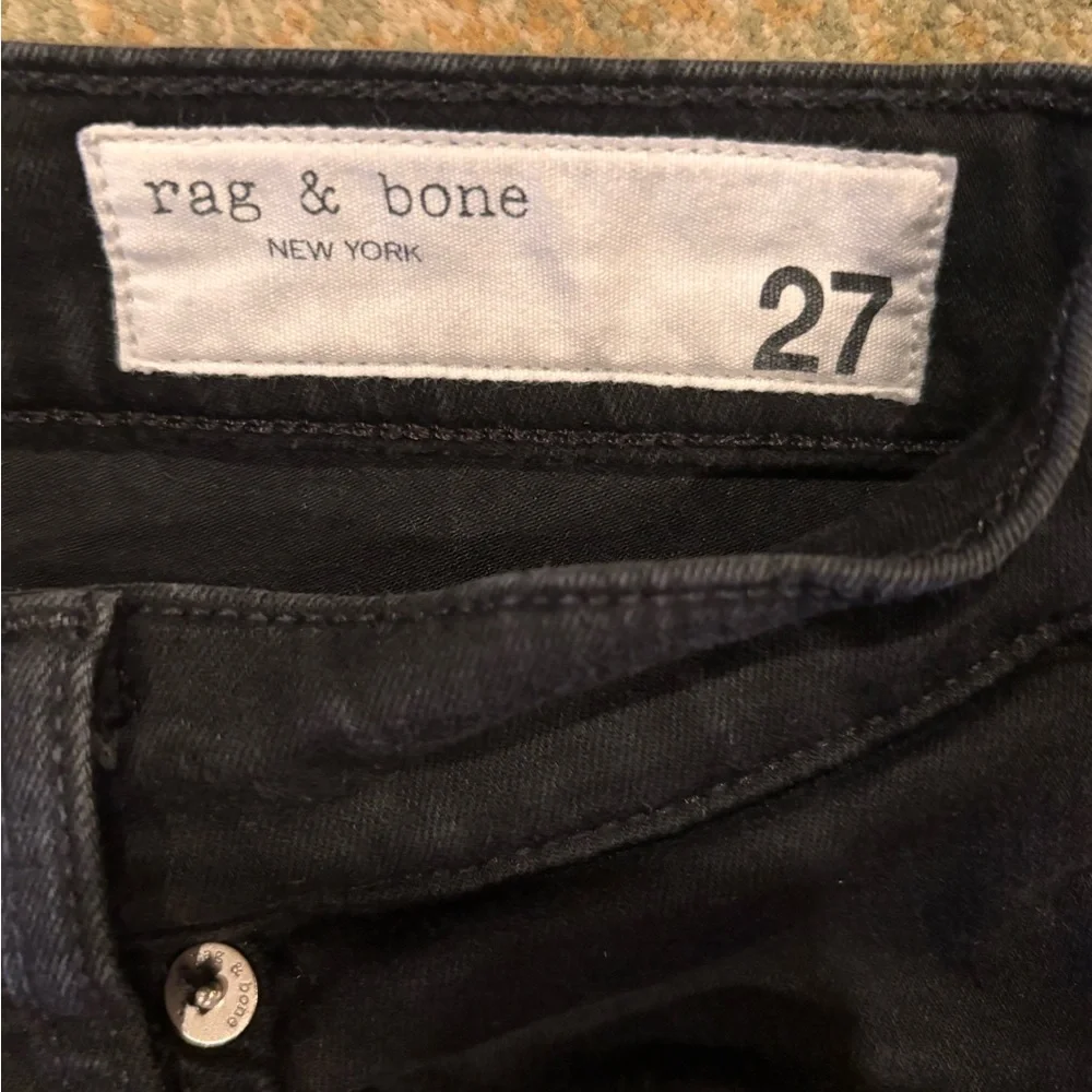 rag & bone Ankle Skinny Jeans Women’s 27 Black Raw Hem Stretch Denim